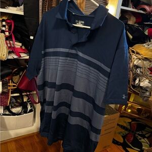 Under Armour Navy and Gray Striped Polo Shirt